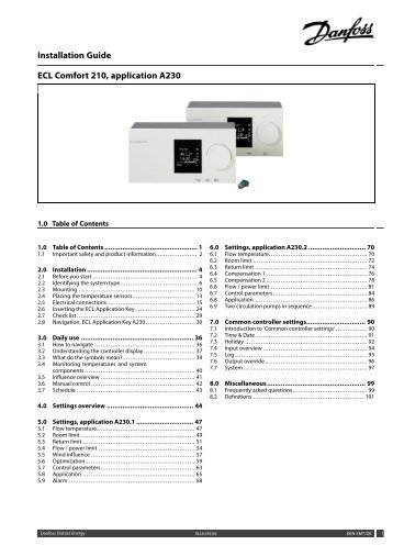 Installation Guide ECL Comfort 210, application A230 - Danfoss ...