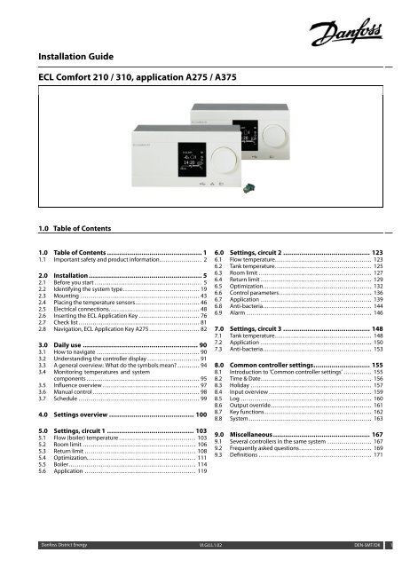 ECL Comfort 210/310, A275/A375 Installation Guide - Danfoss.