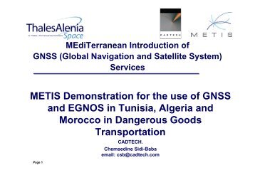 METIS Demonstration for the use of GNSS and EGNOS in Tunisia ...