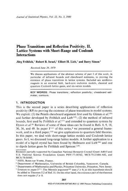 Phase transitions and reflection positivity. II. Lattice systems with ...