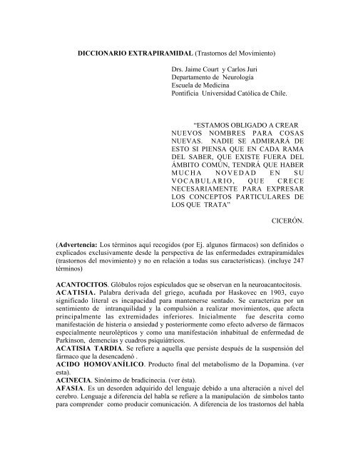 DICCIONARIO EXTRAPIRAMIDAL - Escuela de Medicina