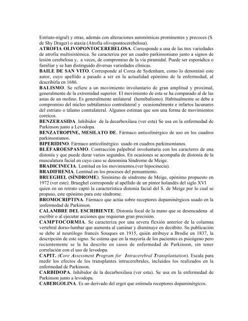 DICCIONARIO EXTRAPIRAMIDAL - Escuela de Medicina