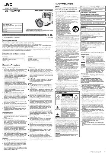 VN-H157WPU IP Camera Installation Instructions (4 pages) - JVC