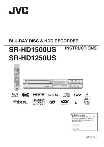Owner's manual for the SR-HD1500US / SR-HD1250US Blu ... - JVC