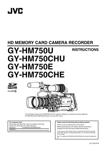 Owner's manual for the GY-HM750 ProHD Camcorder - JVC