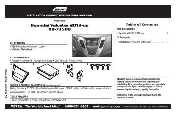 Hyundai Veloster 2012-up 99-7350B - Metra Electronics