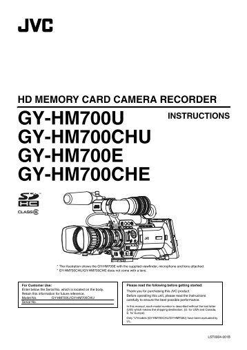 132 page operation manual for the GY-HM700 solid state ... - JVC