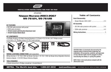 Nissan Murano 2003-2007 99-7612A, 99-7612B - Metra Electronics