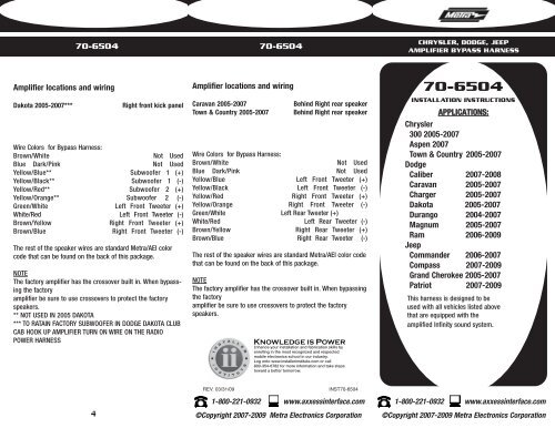 Metra Wire Harness Instructions - Wiring Diagram Schemas