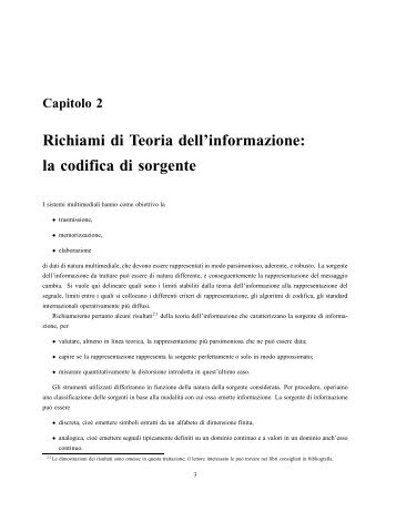 Richiami di Teoria dell'informazione: la codifica di sorgente - InfoCom