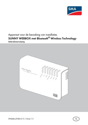SUNNY WEBBOX met Bluetooth® Wireless Technology - SMA Solar ...