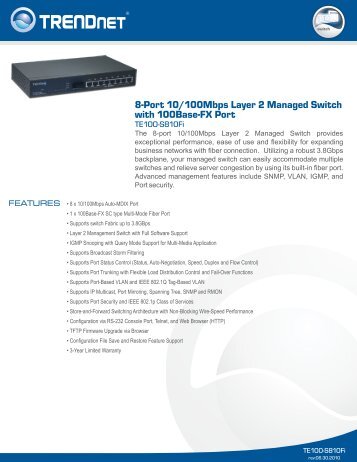 8-Port 10/100Mbps Layer 2 Managed Switch with 100Base-FX Port