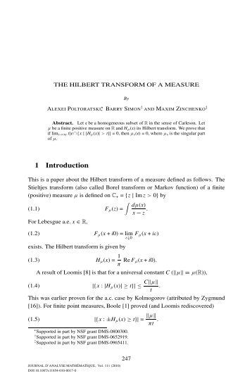 1 Introduction - Mathematics Department - Caltech