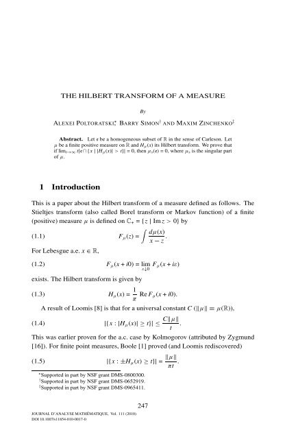 1 Introduction - Mathematics Department - Caltech