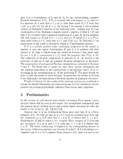 Representations of positive projections 1 Introduction - Mathematics ...