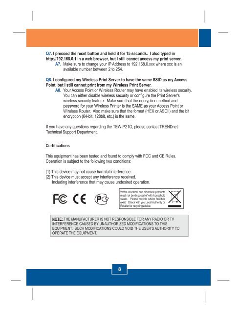 TEW-P21G Quick Installation Guide - TRENDnet