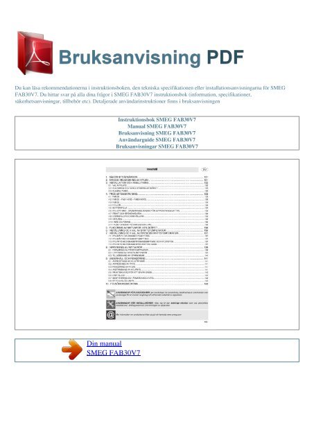 Instruktionsbok SMEG FAB30V7 - BRUKSANVISNING PDF