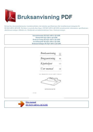 Instruktionsbok HUSQVARNA QC620E - BRUKSANVISNING PDF