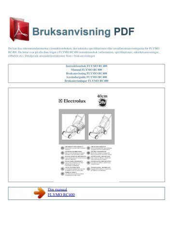 Instruktionsbok FLYMO RC400 - BRUKSANVISNING PDF