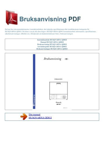 Instruktionsbok HUSQVARNA QD81I - BRUKSANVISNING PDF