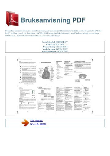 Instruktionsbok SAGEM D10T - BRUKSANVISNING PDF