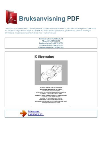 Instruktionsbok PARTNER 371 - BRUKSANVISNING PDF