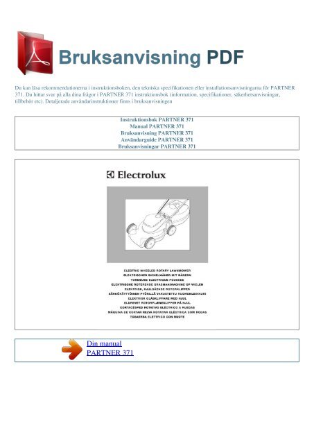 Instruktionsbok PARTNER 371 - BRUKSANVISNING PDF