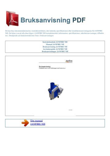 Instruktionsbok JANFIRE NH - BRUKSANVISNING PDF