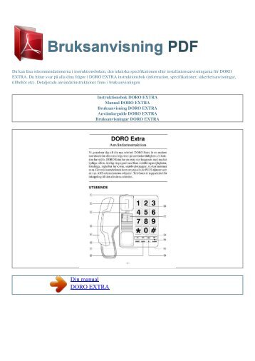 Instruktionsbok DORO EXTRA - BRUKSANVISNING PDF