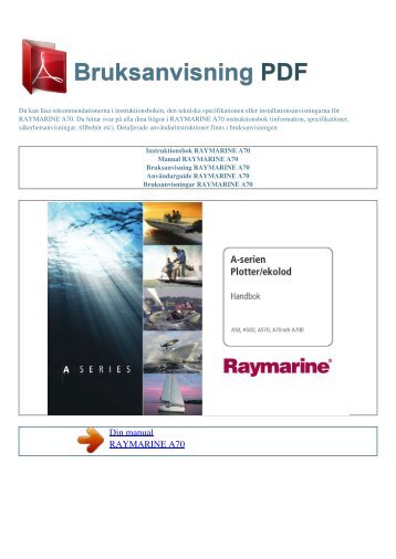 Instruktionsbok RAYMARINE A70 - BRUKSANVISNING PDF