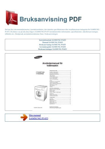 Instruktionsbok SAMSUNG P1453 - BRUKSANVISNING PDF