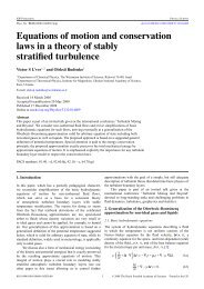 Equations of motion and conservation laws in a theory of stably ...