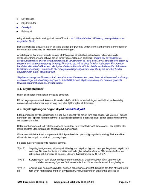 Persolig skyddsutrustning/Arbetskläder - Nynas