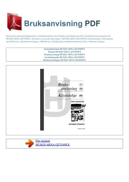 Instruktionsbok HUSQVARNA QT3549FX - BRUKSANVISNING PDF