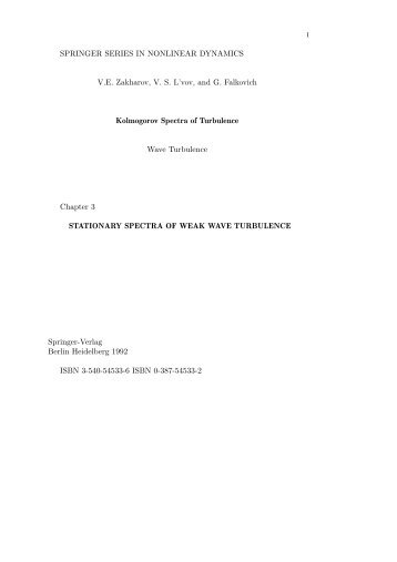 Stationary Spectra of Weak Wave Turbulence - Victor S. L'vov Home ...