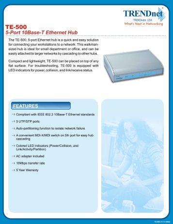 5-Port 10Base-T Ethernet Hub - TRENDnet