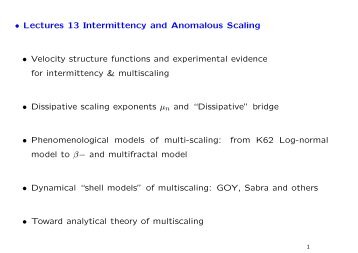 Intermittency and Anomalous scaling in turbulence - Victor S. L'vov ...