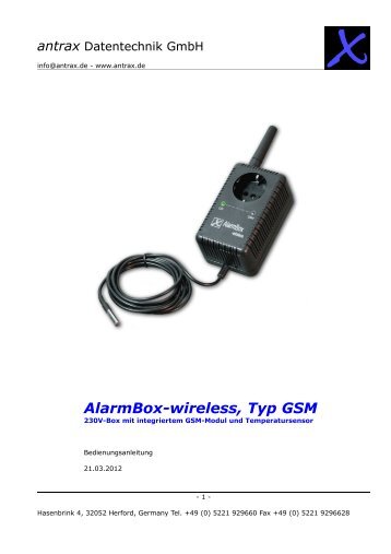 AlarmBox-wireless, Typ GSM - antrax.de