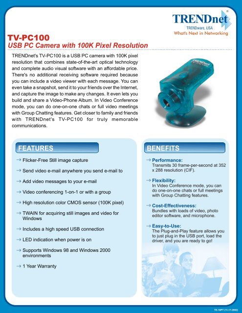 TRENDNET TV-PC100 PC CAMERA TREIBER WINDOWS 7 TRENDNET TV-PC100 PC CAMERA DRIVER WINDOWS