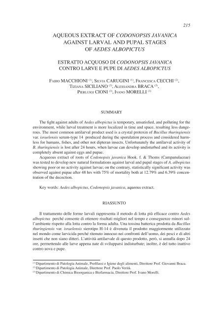 aqueous extract of codonopsis javanica against larval