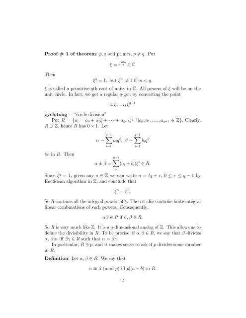 16 The Quadratic Reciprocity Law - Caltech Mathematics Department