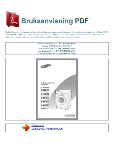 Instruktionsbok SAMSUNG WF0500NXWG - BRUKSANVISNING PDF