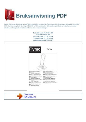 Instruktionsbok FLYMO L470 - BRUKSANVISNING PDF