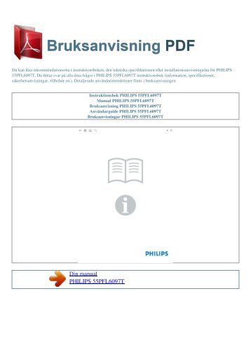 Instruktionsbok PHILIPS 55PFL6097T - BRUKSANVISNING PDF