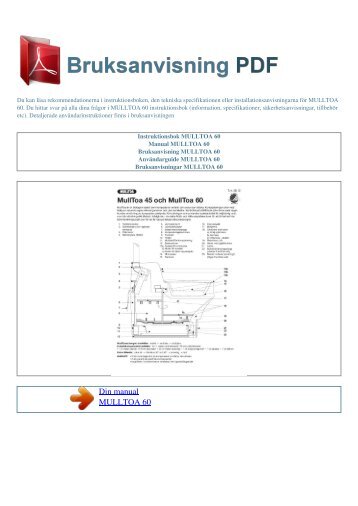 Instruktionsbok MULLTOA 60 - BRUKSANVISNING PDF