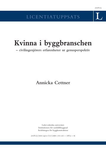 Kvinna i byggbranschen - Publikationer - LTU - Luleå tekniska ...