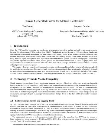 Human Generated Power for Mobile Electronics - College of ...