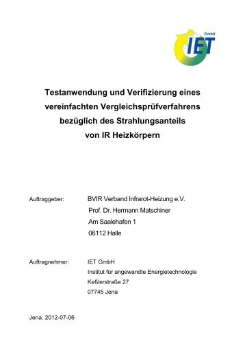 IET GmbH, Jena: Vereinfachtes Vergleichsprüfverfahren ... - BVIR