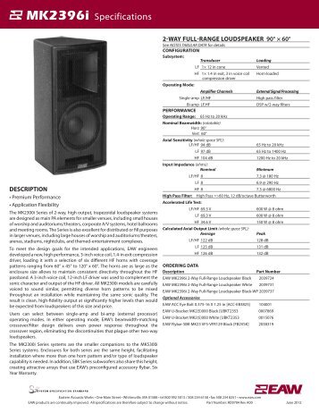 MK2396i Specifications - EAW