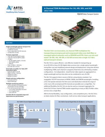 6-channel TDM Multiplexer/De-multiplexer for 3G, HD, SD-SDI, ASI